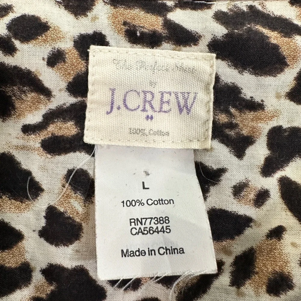 J.Crew The Perfect Shirt Women Large Leopard Print Cotton Button Down | Classic‎